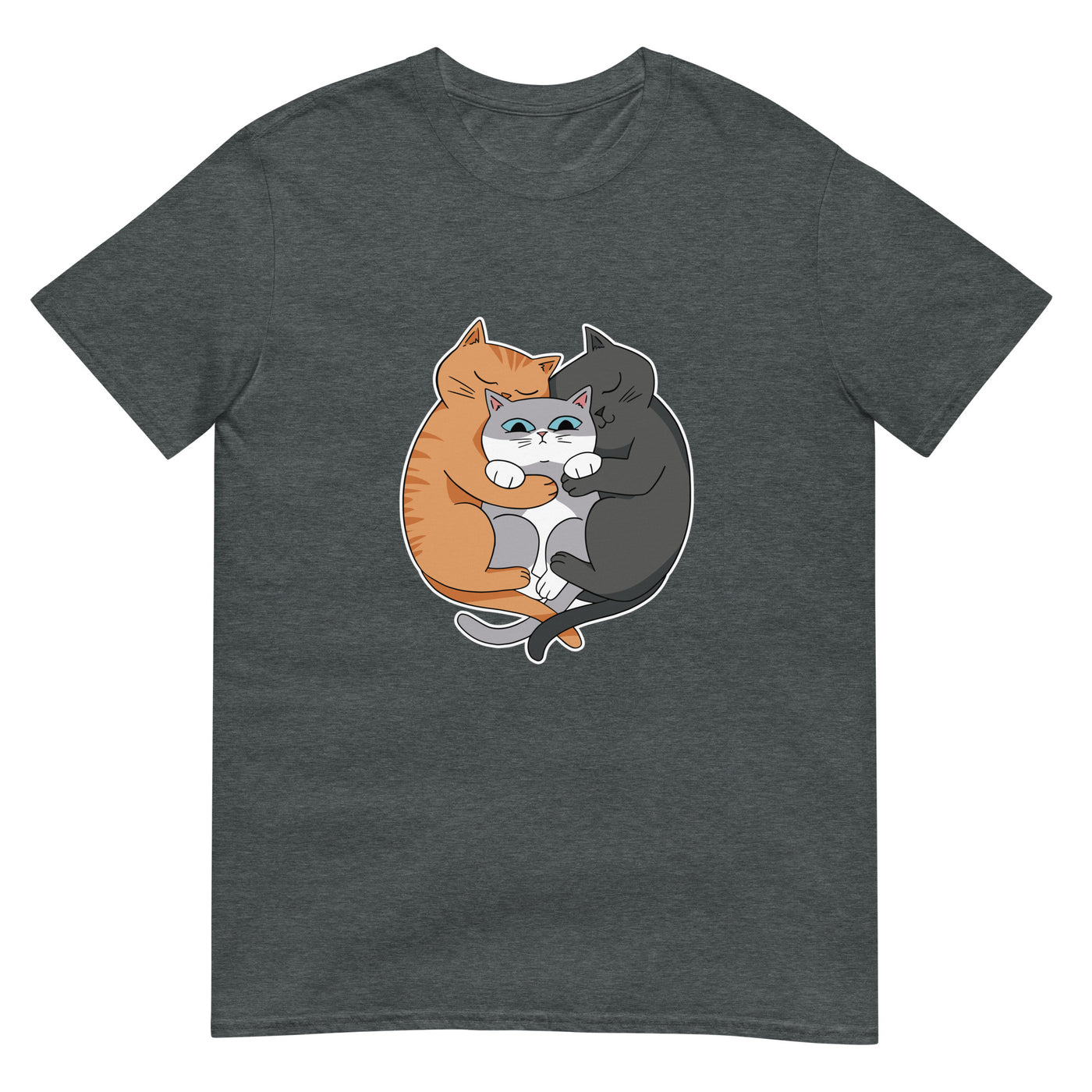 Zwei Katzen kuscheln eine andere Katze in Yin-Yang-Formation - Herren T-Shirt Other_Niches xxx yyy zzz Dark Heather