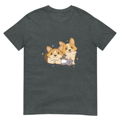 Zwei Corgis mit Sternen und Weltraumhintergrund - Herren T-Shirt Other_Niches xxx yyy zzz Dark Heather