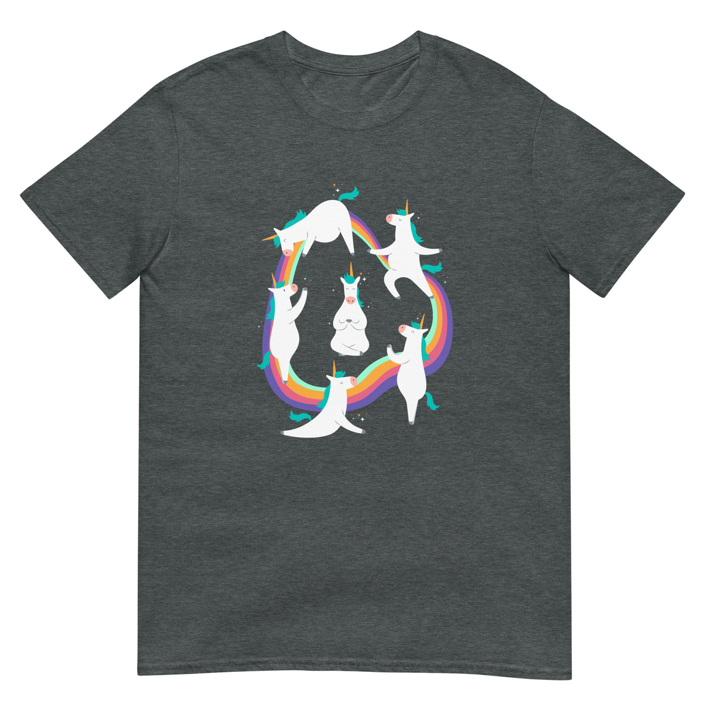 Einhorn macht Yoga - Bunter Regenbogen - Herren T-Shirt Other_Niches xxx yyy zzz Dark Heather