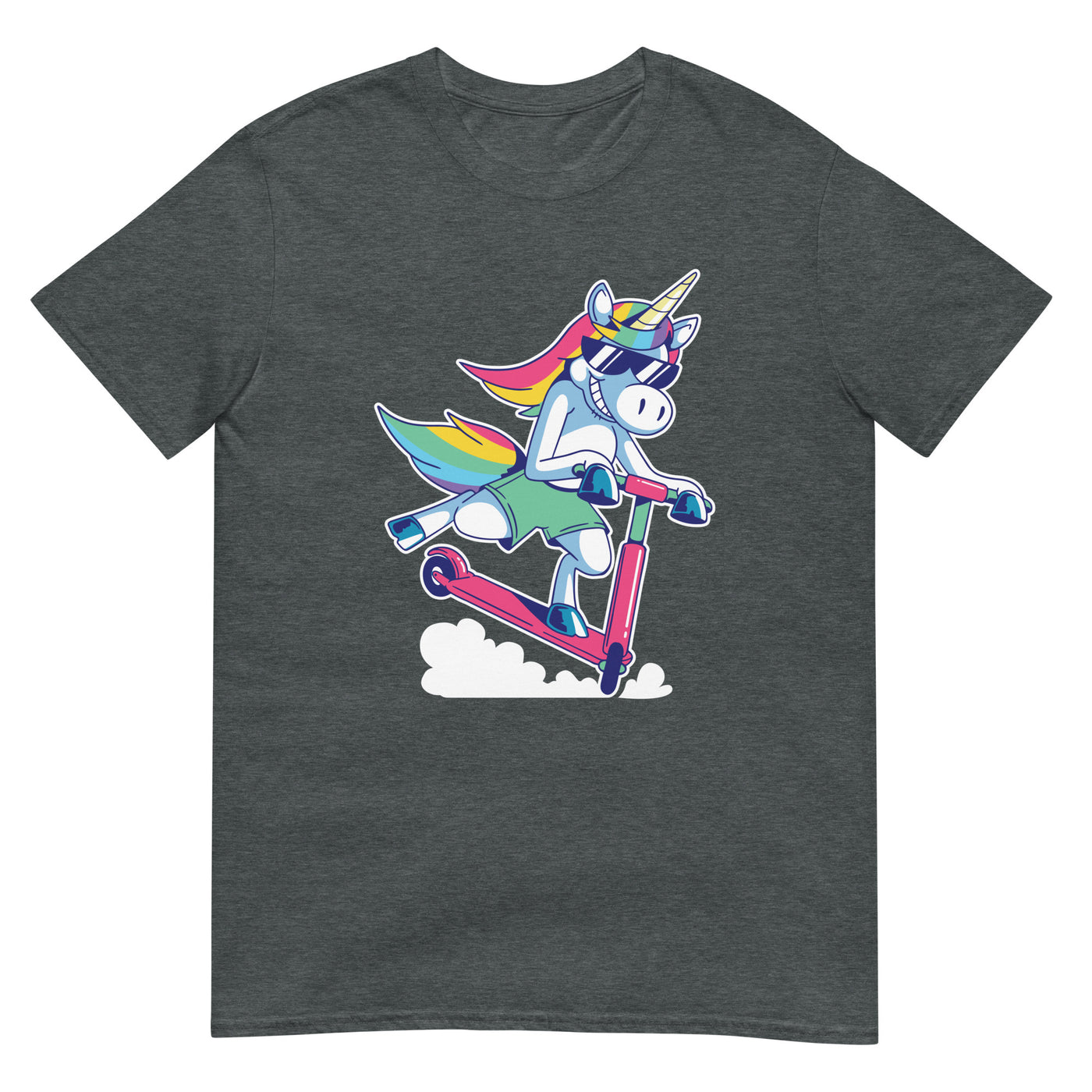 Einhorn auf Roller mit buntem Stil und Sonnenbrille - Herren T-Shirt Other_Niches xxx yyy zzz Dark Heather