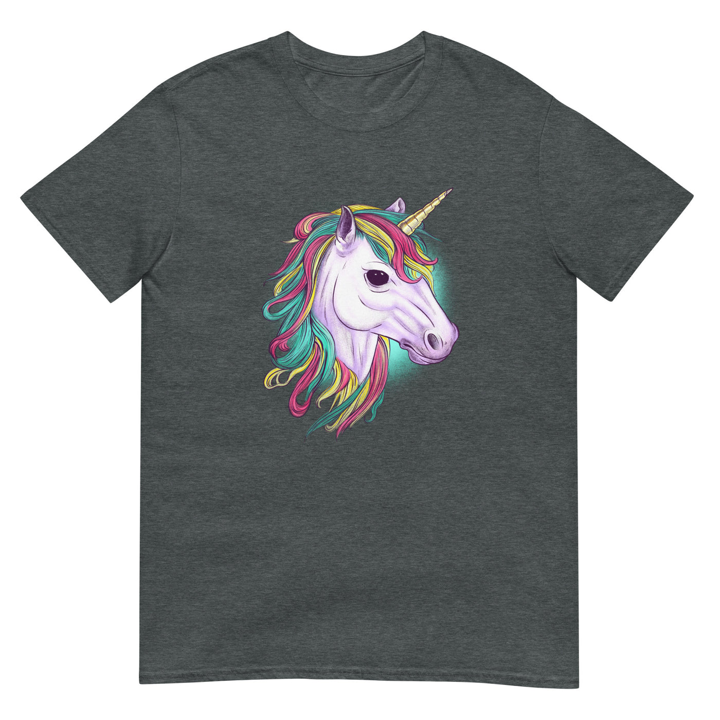 Einhornporträt mit buntem Haar - Herren T-Shirt Other_Niches xxx yyy zzz Dark Heather