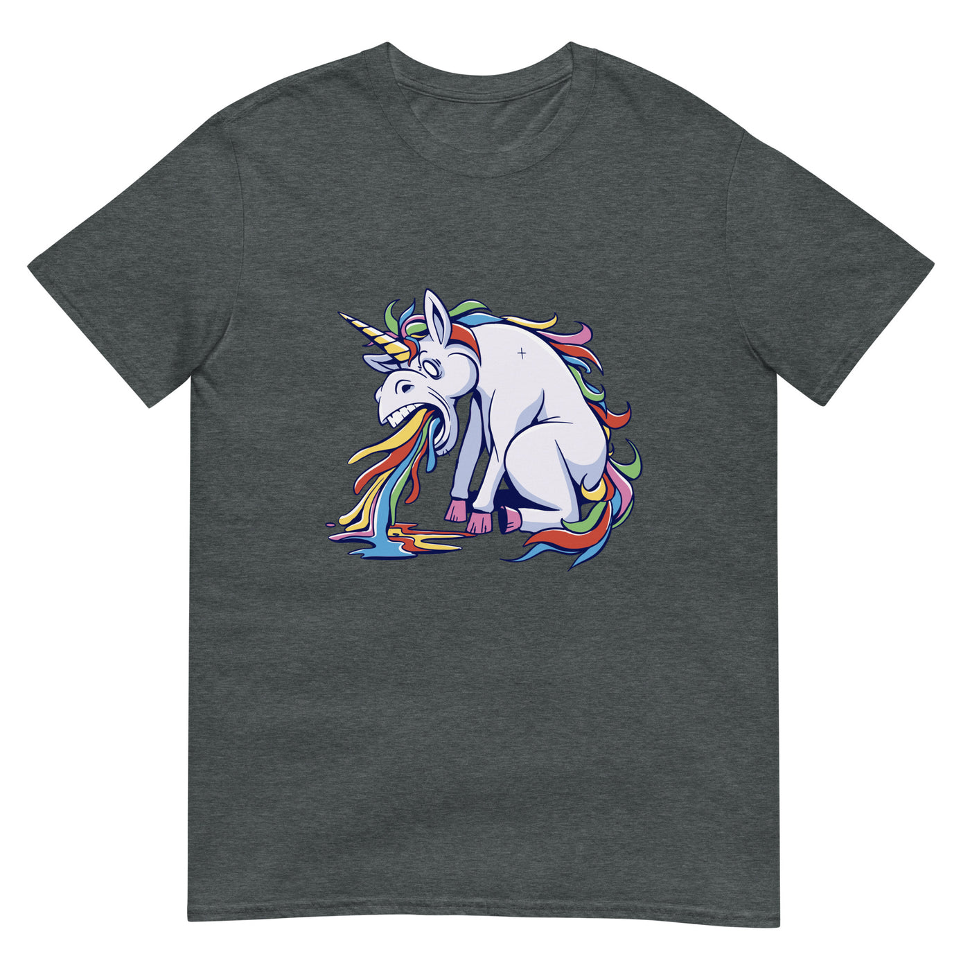 Einhorn kotzt oder spuckt bunte Regenbogenfarben - Lustig - Herren T-Shirt Other_Niches xxx yyy zzz Dark Heather