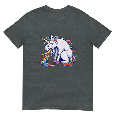 Einhorn kotzt oder spuckt bunte Regenbogenfarben - Lustig - Herren T-Shirt Other_Niches xxx yyy zzz Dark Heather