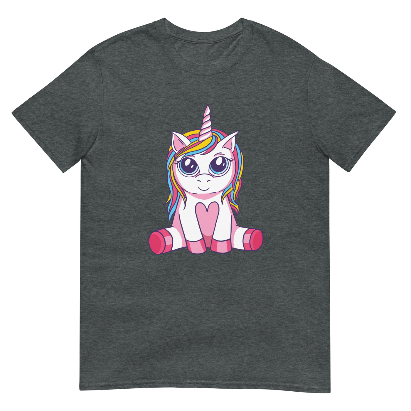 Einhorn mit schönen großen Augen - Pink & Bunt - Herren T-Shirt Other_Niches xxx yyy zzz Dark Heather