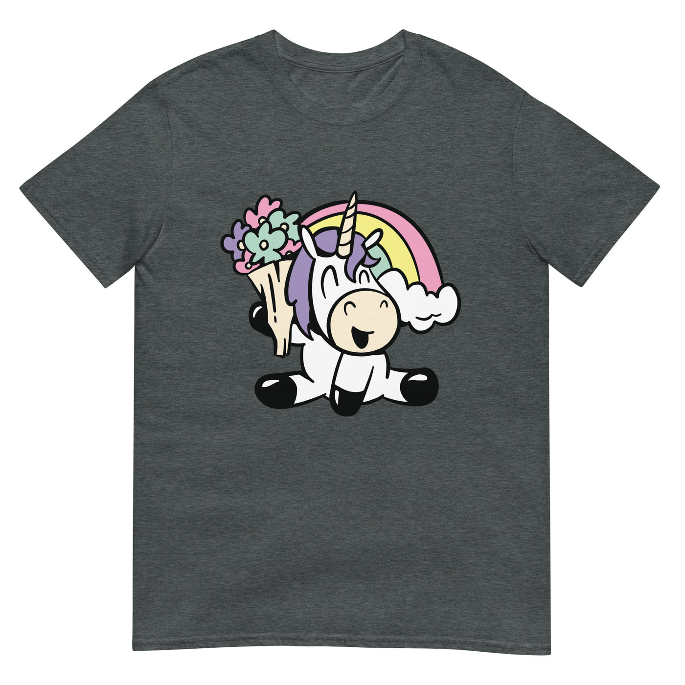 Einhorn mit Regenbogen und Blumen - Herren T-Shirt Other_Niches xxx yyy zzz Dark Heather