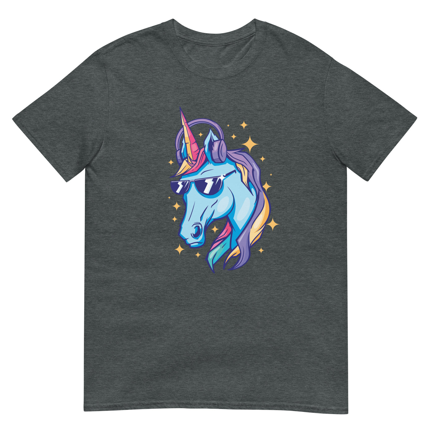 Einhorn mit Sonnenbrille und glänzenden Farben - Herren T-Shirt Other_Niches xxx yyy zzz Dark Heather