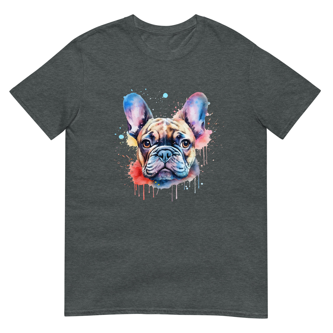 Aquarellmalerei einer französischen Bulldogge - Herren T-Shirt Other_Niches xxx yyy zzz Dark Heather