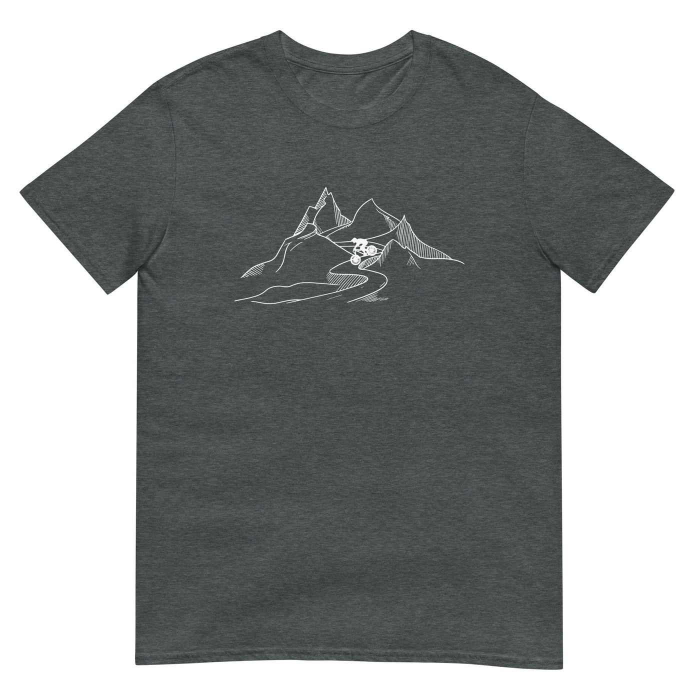 Mountainbiker fährt Downhill - (M) - T-Shirt (Unisex) xxx yyy zzz Dark Heather