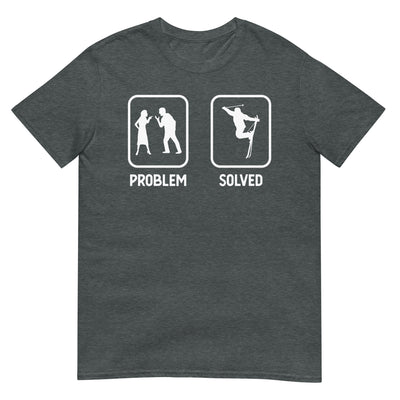 Problem Solved - Mann Skifahren - T-Shirt (Unisex) klettern ski xxx yyy zzz Dark Heather