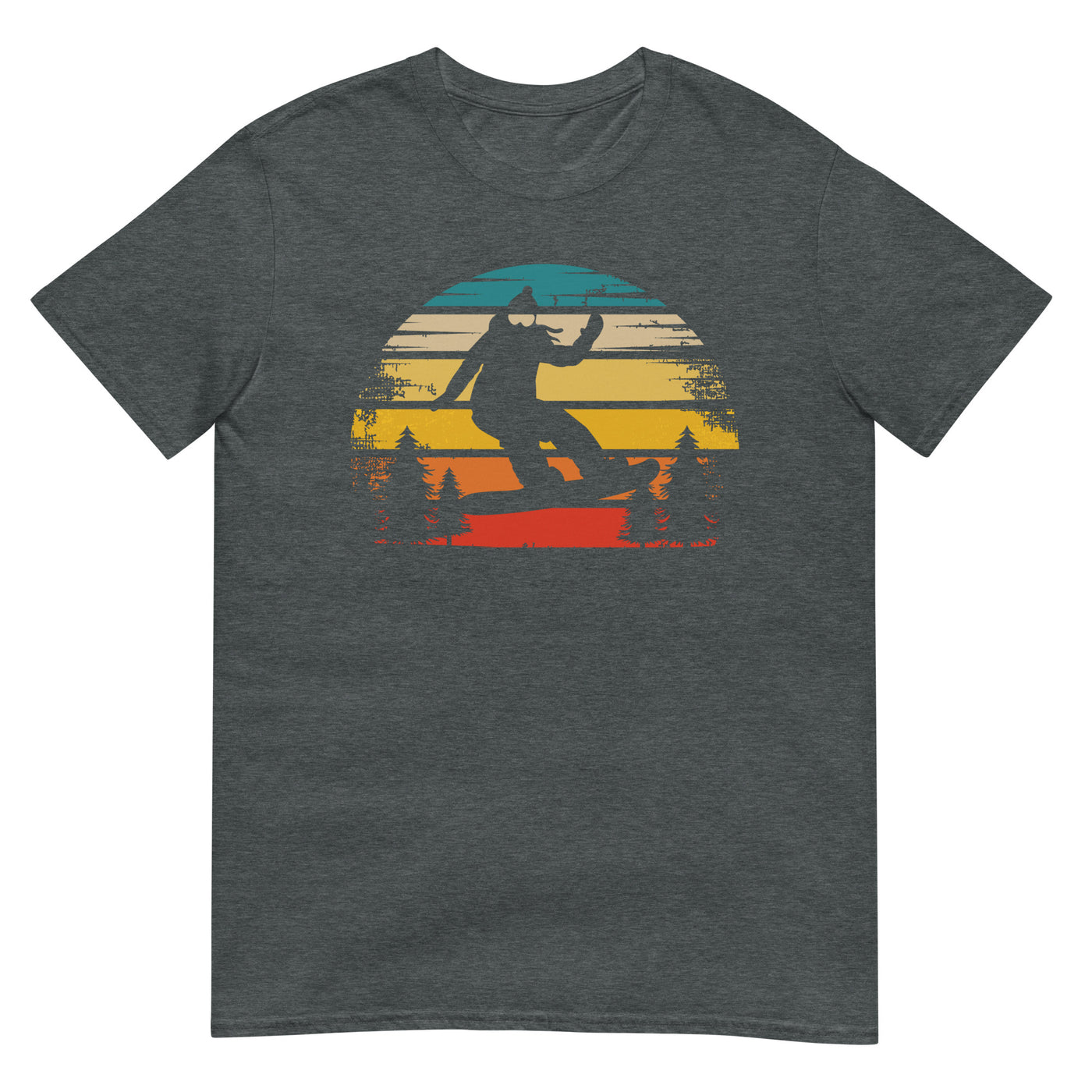 Retro Sonne und Snowboarding - T-Shirt (Unisex) snowboarden xxx yyy zzz Dark Heather