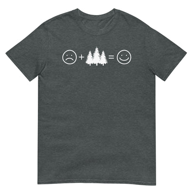 Lächelndes Gesicht und Bäume - T-Shirt (Unisex) camping xxx yyy zzz Dark Heather