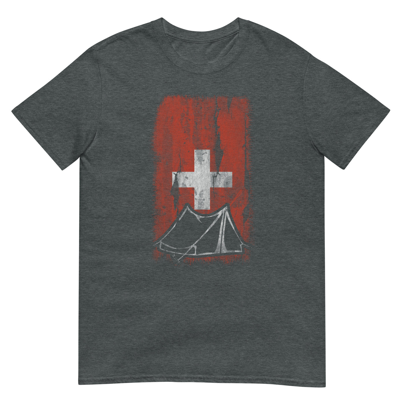 Schweizer Flagge 1 und Camping - T-Shirt (Unisex) camping xxx yyy zzz Dark Heather