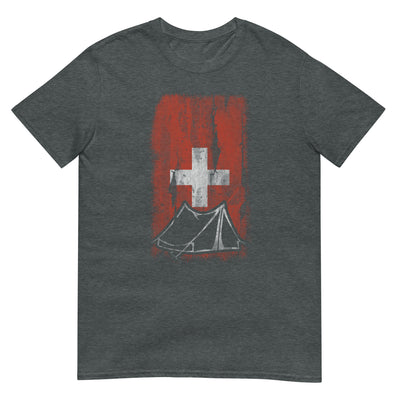 Schweizer Flagge 1 und Camping - T-Shirt (Unisex) camping xxx yyy zzz Dark Heather