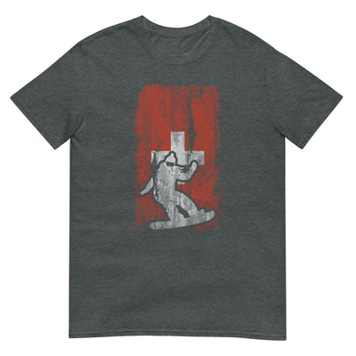 Schweizer Flagge 1 und Snowboarding - T-Shirt (Unisex) snowboarden xxx yyy zzz Dark Heather