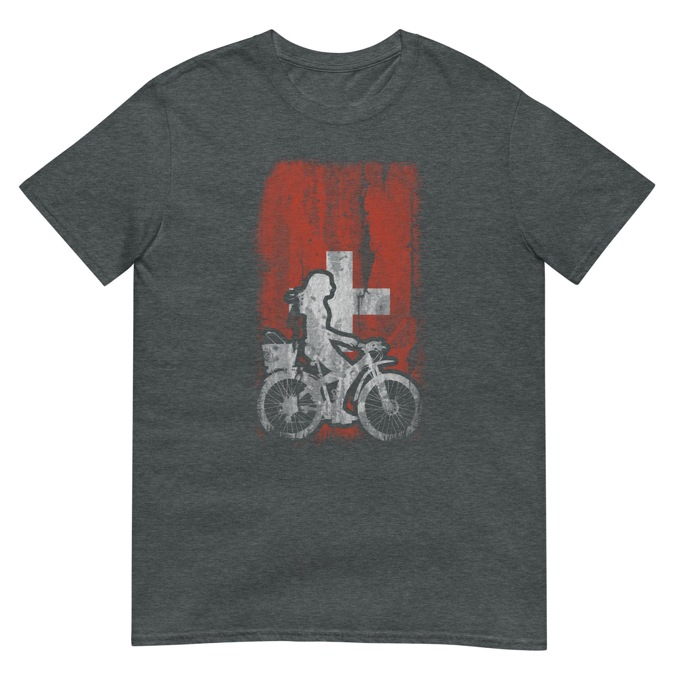 Schweizer Flagge 2 und Radfahren - T-Shirt (Unisex) fahrrad xxx yyy zzz Dark Heather