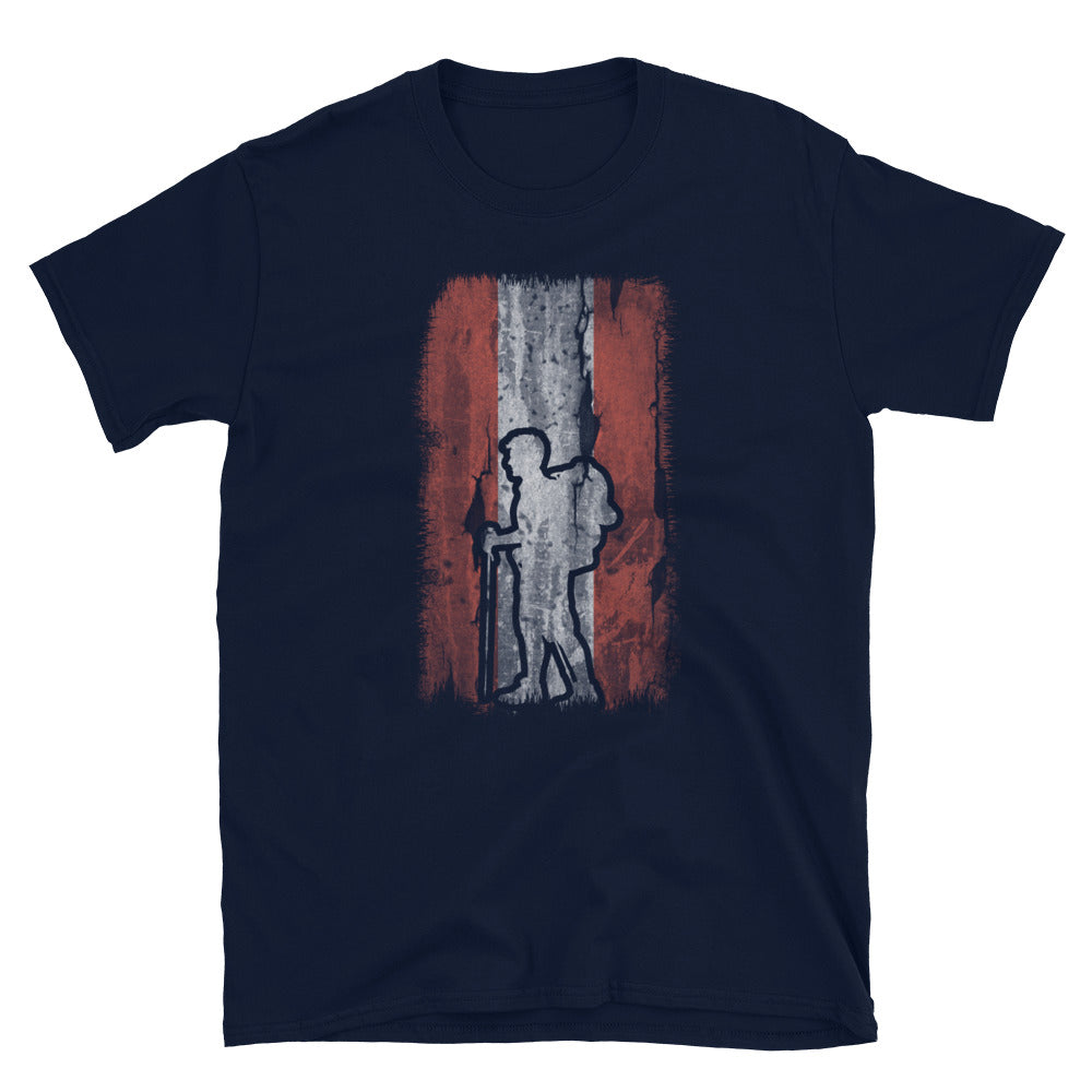 Österreich-Flagge Und Wandern - T-Shirt (Unisex) wandern Navy