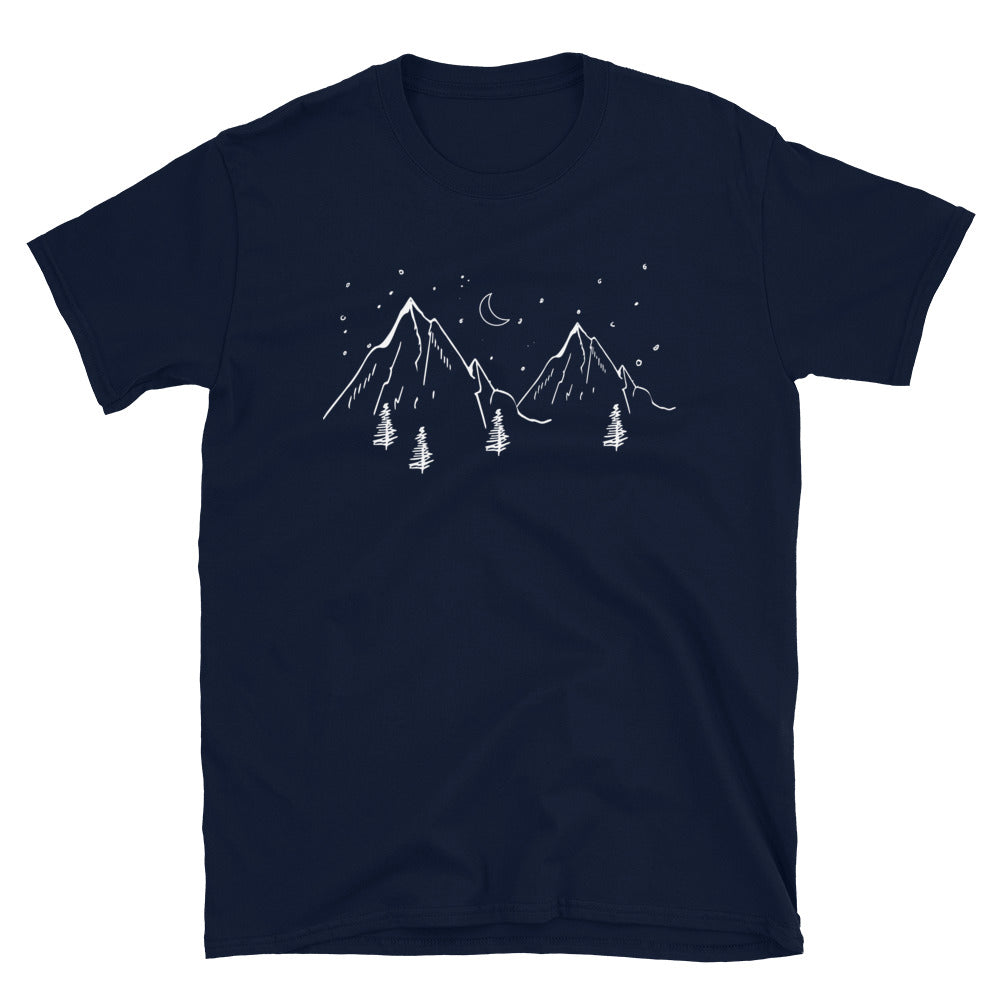 Berge Und Mond - T-Shirt (Unisex) berge Navy