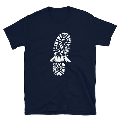 Berge Und Wanderschuh Abdruck - T-Shirt (Unisex) berge wandern Navy