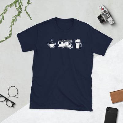 Kaffee, Bier Und Camping - T-Shirt (Unisex) camping Navy