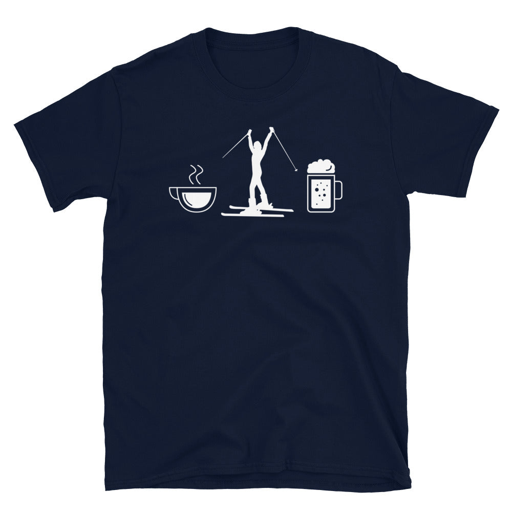 Kaffee, Bier Und Skifahren - T-Shirt (Unisex) klettern ski Navy