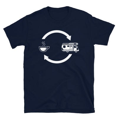 Kaffee, Pfeile Laden Und Camping - T-Shirt (Unisex) camping Navy