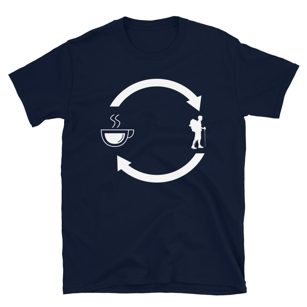 Kaffee, Pfeile Laden Und Wandern - T-Shirt (Unisex) wandern Navy