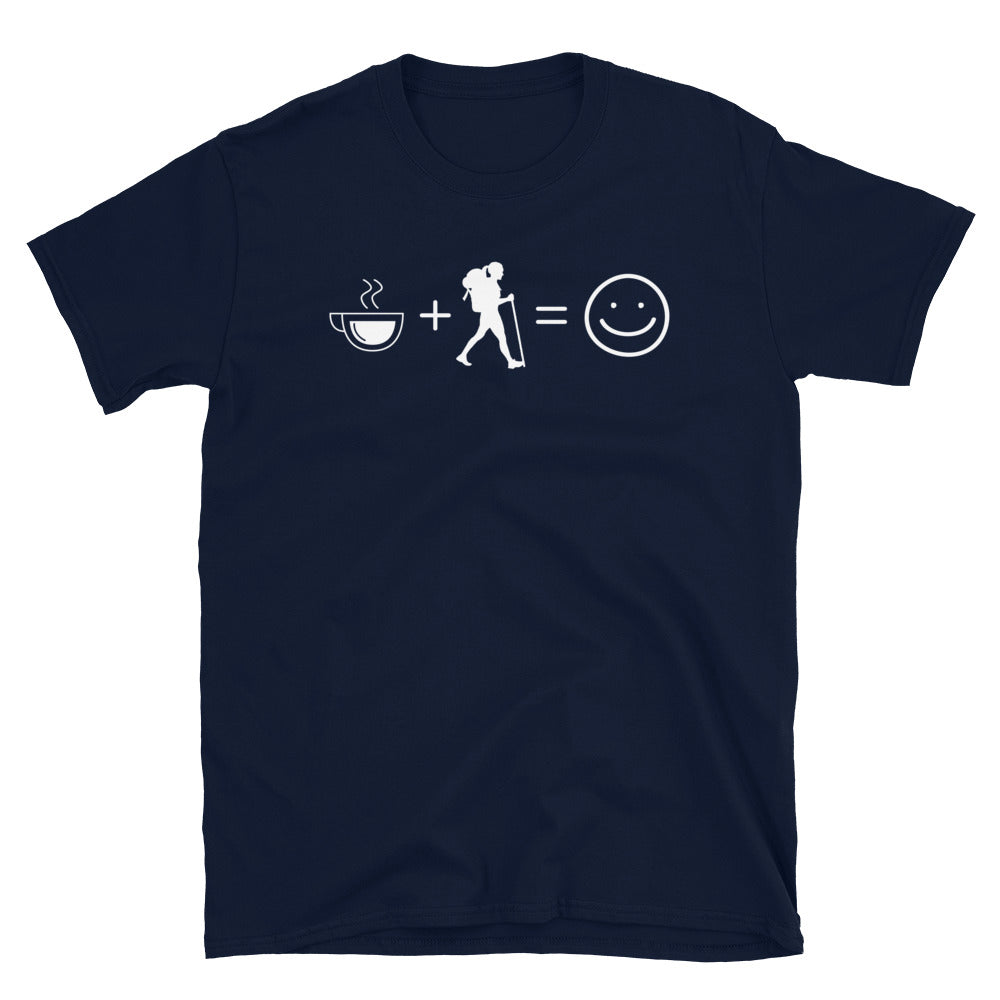 Kaffee, Lächeln Und Wandern 1 - T-Shirt (Unisex) wandern Navy