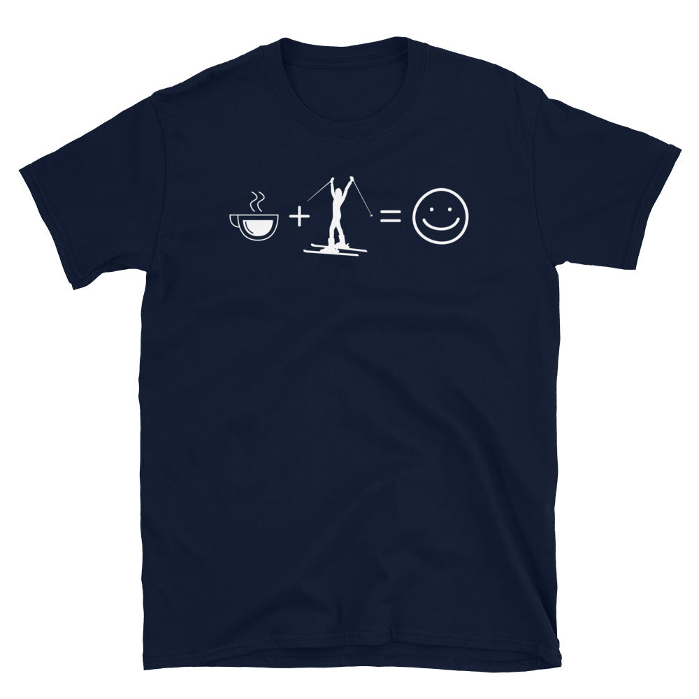 Kaffee, Lächeln Und Skifahren 1 - T-Shirt (Unisex) klettern ski Navy