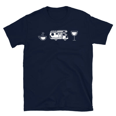 Kaffee, Wein Und Camping - T-Shirt (Unisex) camping Navy