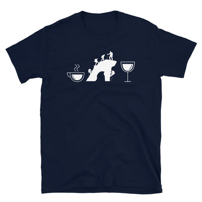 Kaffee, Wein Und Klettern - T-Shirt (Unisex) klettern Navy