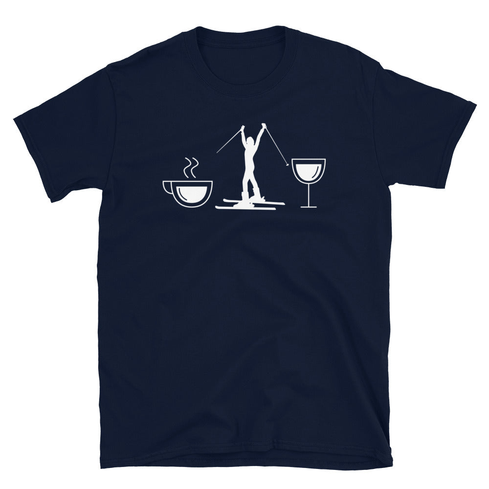 Kaffee, Wein Und Skifahren - T-Shirt (Unisex) klettern ski Navy