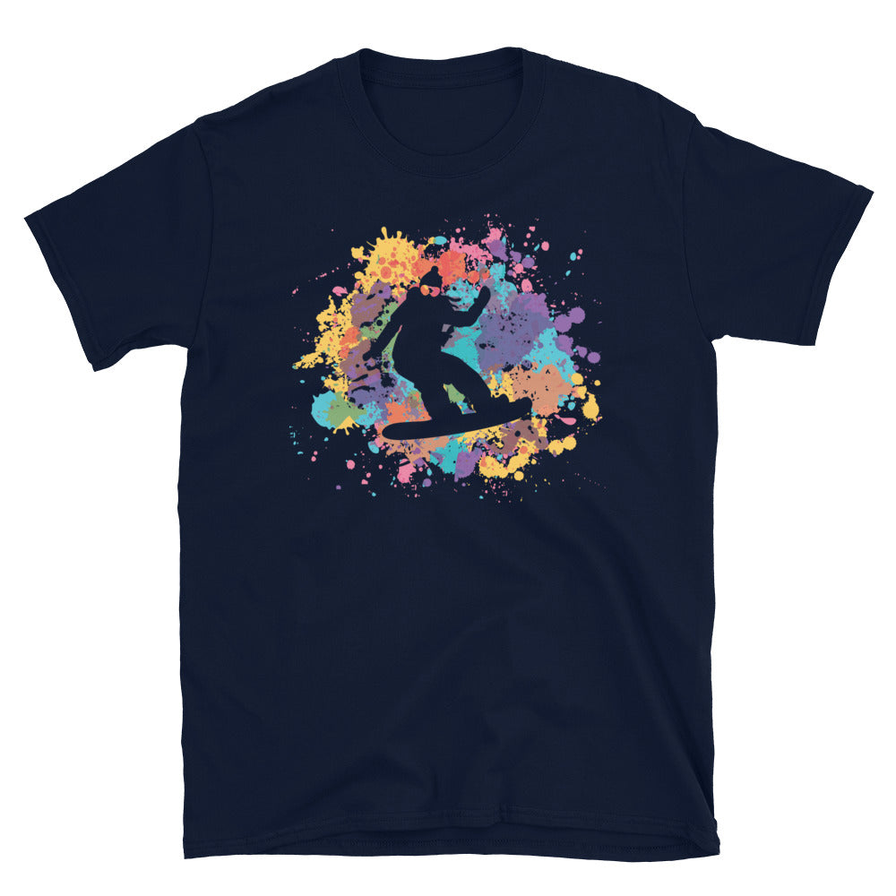 Buntes Spritzen Und Snowboarden 1 - T-Shirt (Unisex) snowboarden Navy