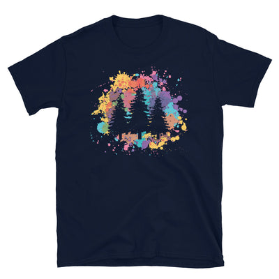 Buntes Spritzen Und Baum - T-Shirt (Unisex) camping Navy