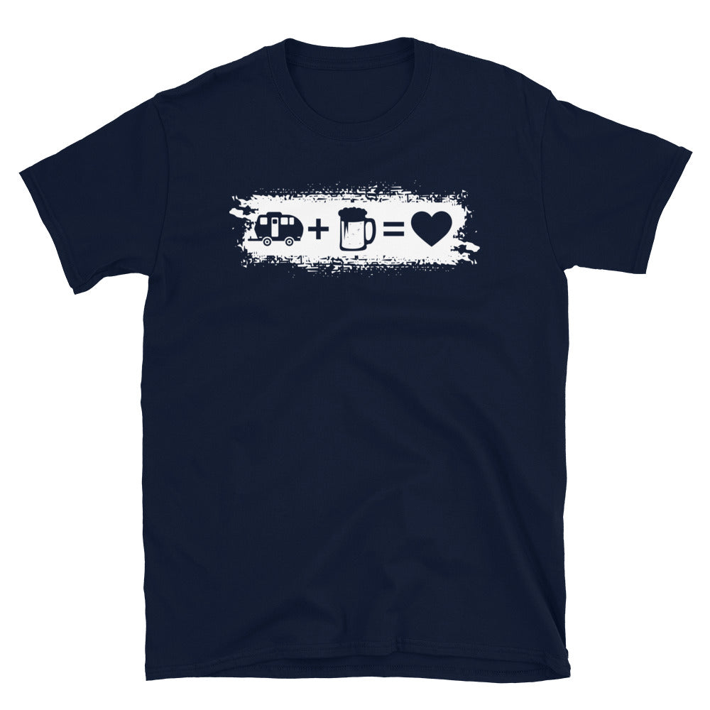 Grunge Rechteck - Herz - Bier - Camping Caravan - T-Shirt (Unisex) camping Navy