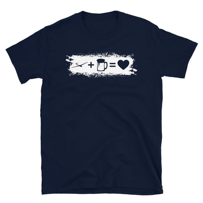 Grunge Rechteck - Herz - Bier - Segelflugzeug - T-Shirt (Unisex) berge Navy