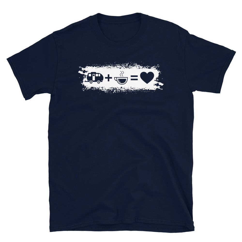 Grunge Rechteck - Herz - Kaffee - Camping Caravan - T-Shirt (Unisex) camping Navy