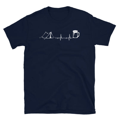 Herzschlag, Bier Und Camping - T-Shirt (Unisex) camping Navy