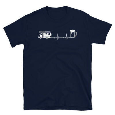 Herzschlag, Bier Und Camping - T-Shirt (Unisex) camping Navy