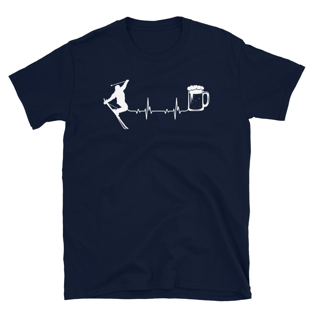 Herzschlag, Bier Und Skifahren - T-Shirt (Unisex) klettern ski Navy