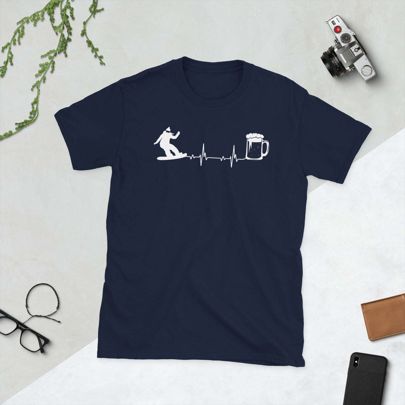 Herzschlag, Bier Und Snowboarden - T-Shirt (Unisex) snowboarden Navy