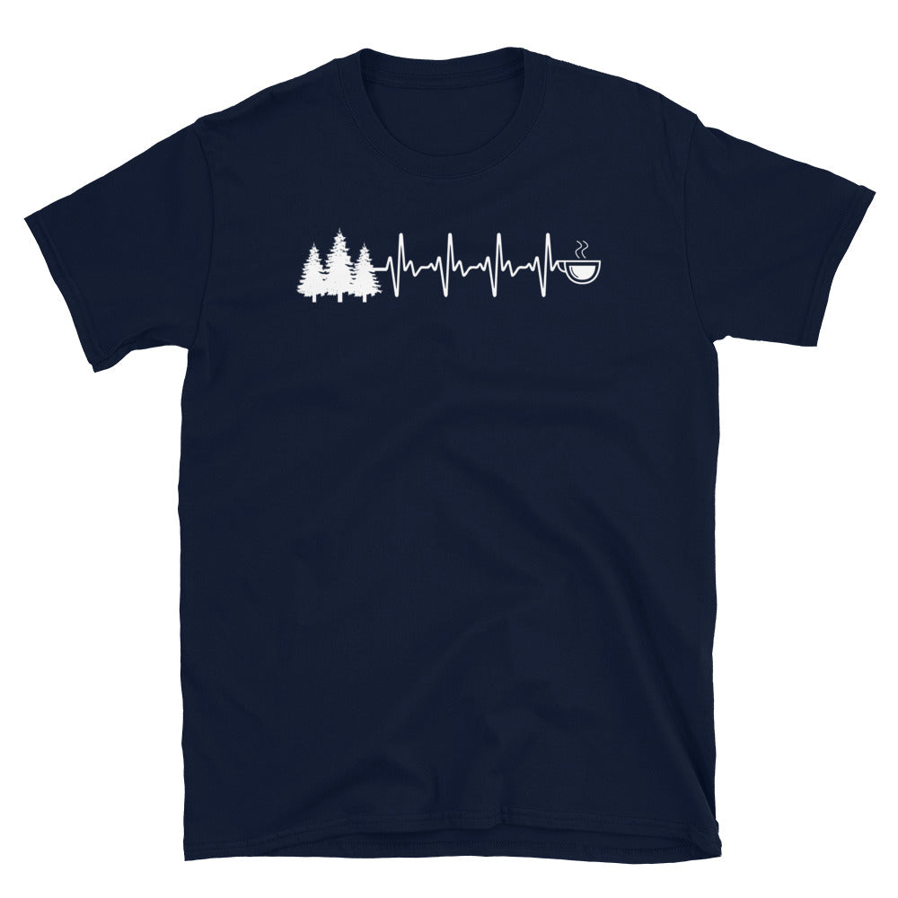 Herzschlag Kaffee Und Bäume - T-Shirt (Unisex) camping Navy