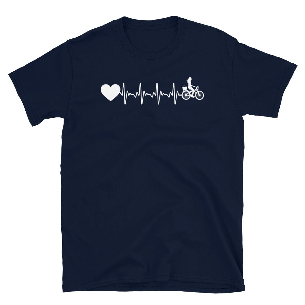 Herzschlag Herz Und Radfahren - T-Shirt (Unisex) fahrrad Navy