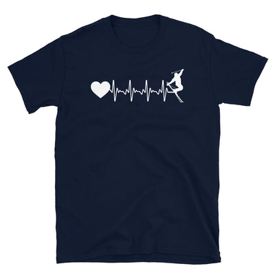 Herzschlag Herz Und Skifahren - T-Shirt (Unisex) klettern ski Navy