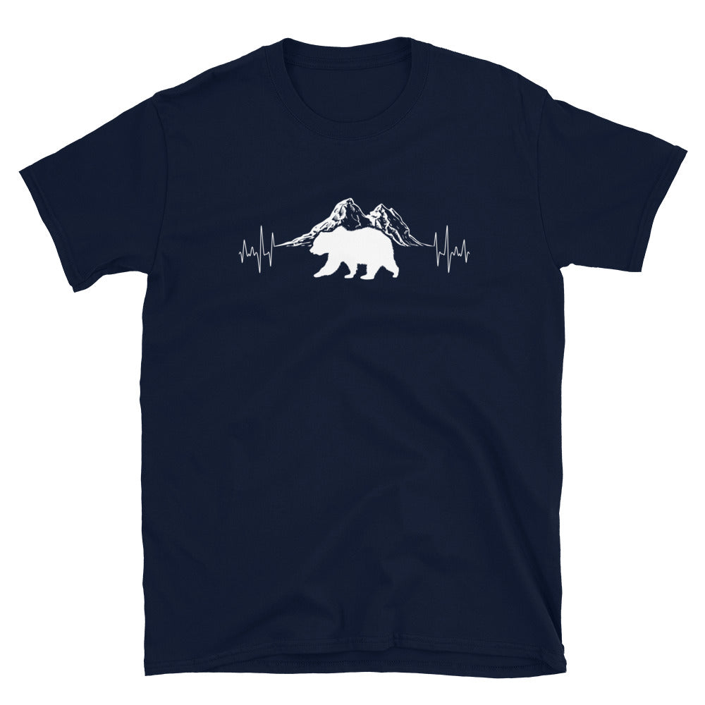 Herzschlag Berge Und Bär - T-Shirt (Unisex) berge camping wandern Navy