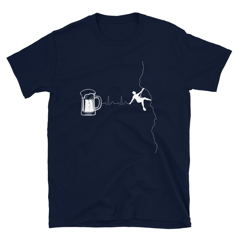 Herzschlag Bergsteiger Und Bier - T-Shirt (Unisex) klettern Navy