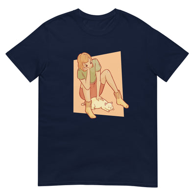 Anime-Mädchen mit süßer Katze - Herren T-Shirt Other_Niches xxx yyy zzz Navy