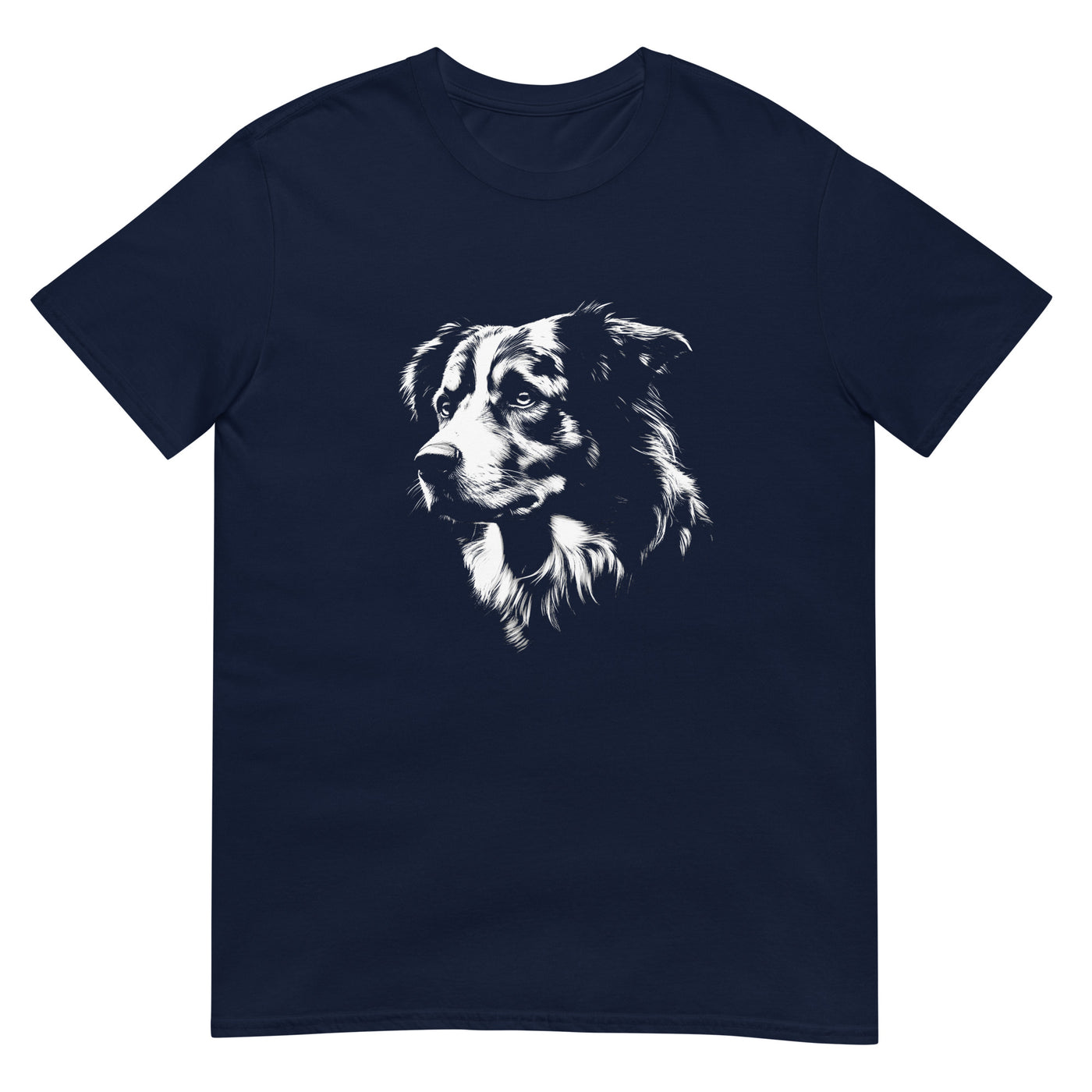 Australischer Schäferhund in monochromer Fotografie und Porträt - Herren T-Shirt Other_Niches xxx yyy zzz Navy