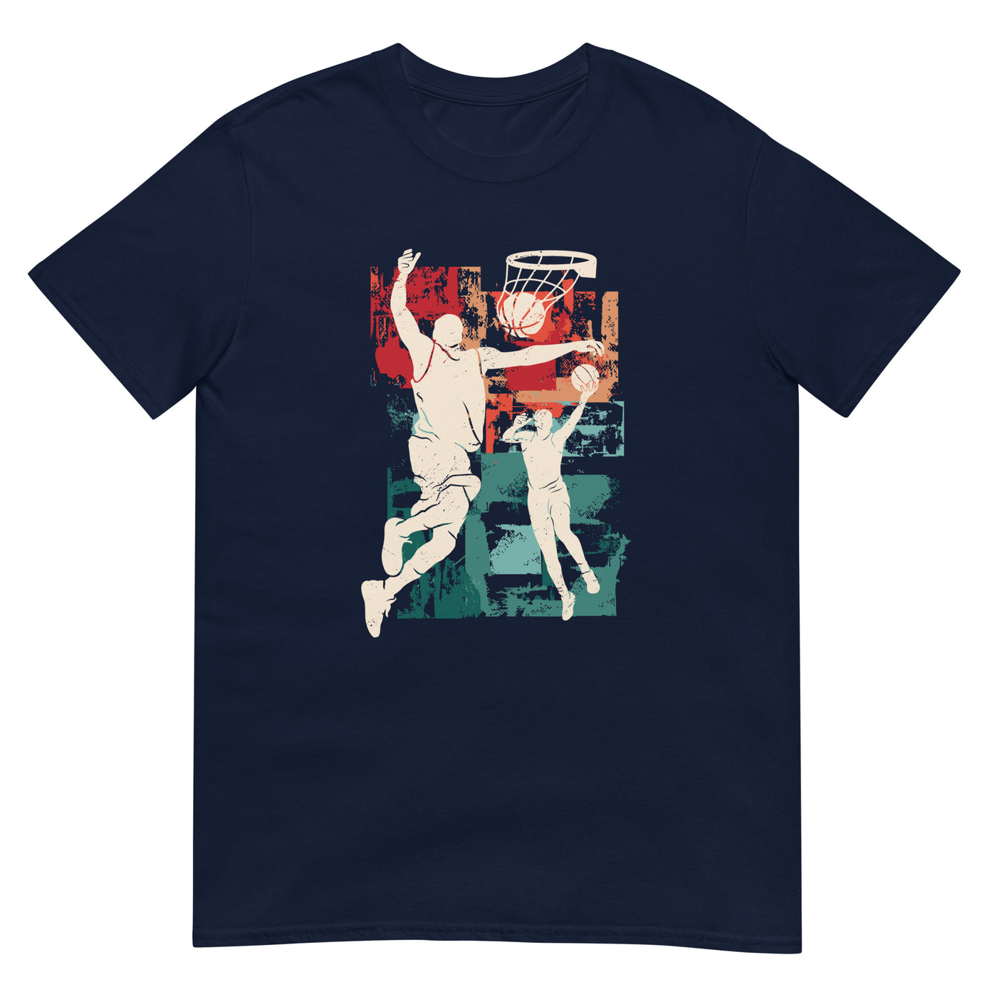 Basketball-Silhouette in bunten, Retro-Stil - Herren T-Shirt Other_Niches xxx yyy zzz Navy