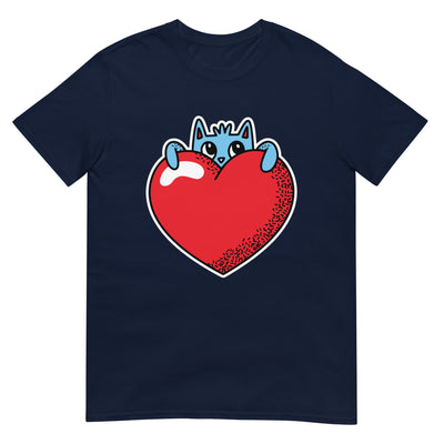 Katze klammert sich an großes rotes Herz - Herren T-Shirt Other_Niches xxx yyy zzz Navy