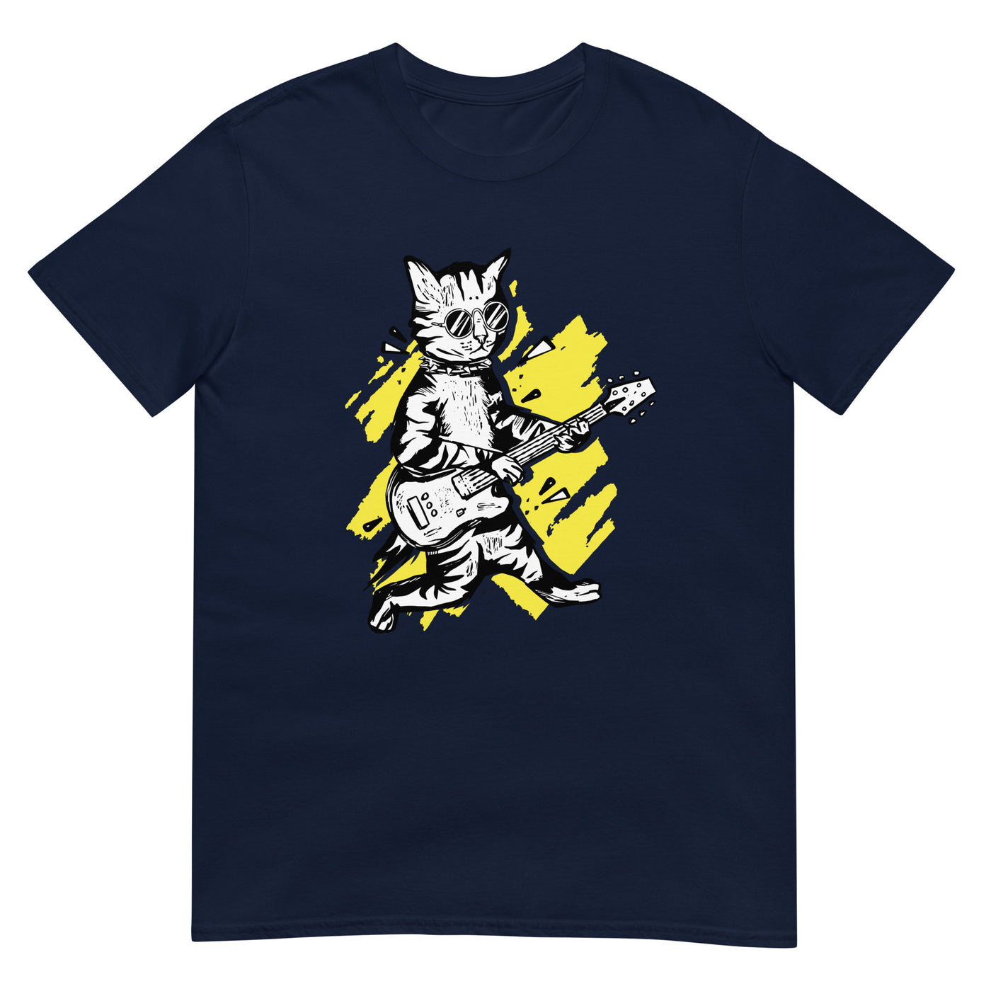 Katze spielt Gitarre - Sonnenbrille und Retro-Stil - Herren T-Shirt Other_Niches xxx yyy zzz Navy